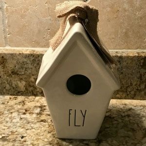Rae Dunn FLY Birdhouse Tan Ribbon Birdhouse